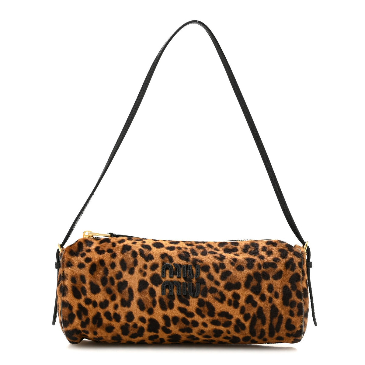 Nappa Calf Hair Leopard Printed Pouch Miele