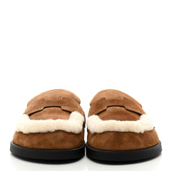 Suede Goatskin Shearling Mens Go Mules 43 Beige Kraft Ecru