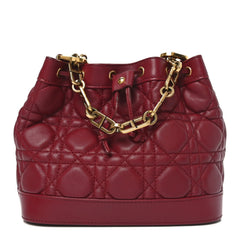 Lambskin Cannage Miss Dior Bucket Bag Cherry Red