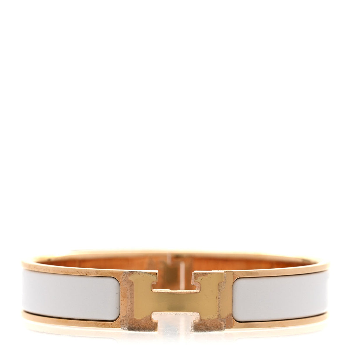 Enamel Narrow Clic Clac H Bracelet GM White