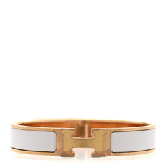 Enamel Narrow Clic Clac H Bracelet GM White