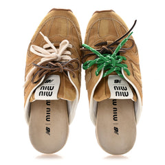 X NEW BALANCE Faded Suede Calfskin 530 SL Slip-On Mules 39 Ecru