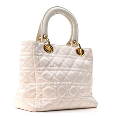 Metallic Nylon Cannage Medium Lady Dior White