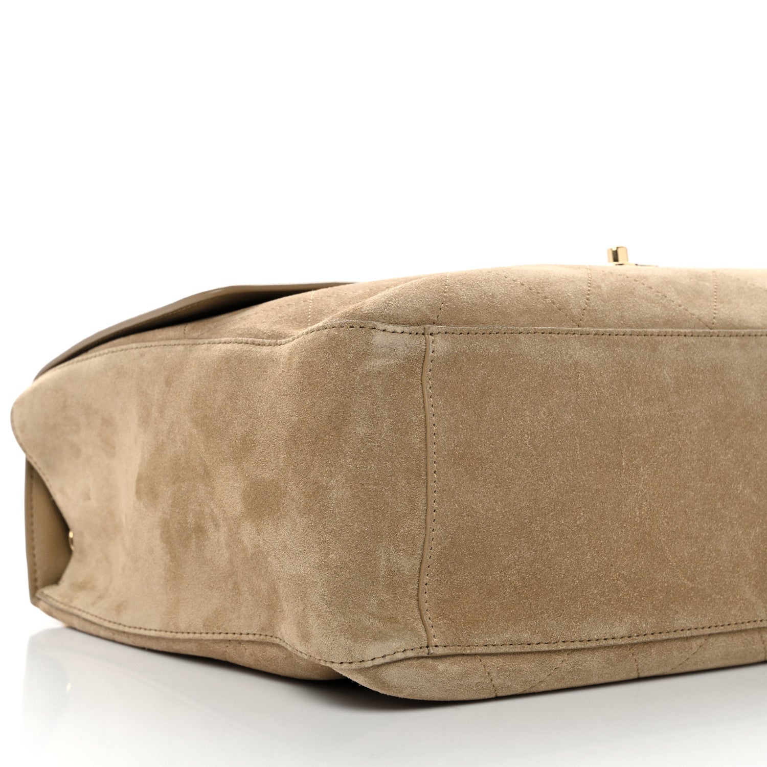 Suede Calfskin Souplissimo Maxi Flap Dark Beige