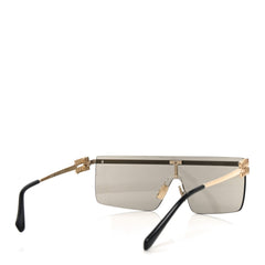 Metal Rectangle Shield Sunglasses SMU50Z Grey Gold
