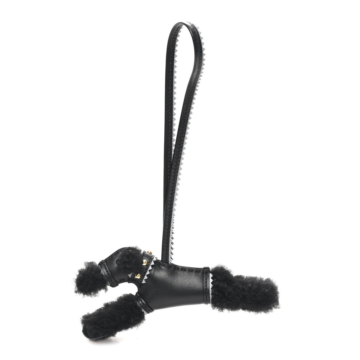 Milo Lambskin Epsom Shearling Budy Apic Charm Black Gris Pantin