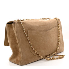 Suede Calfskin Souplissimo Maxi Flap Dark Beige