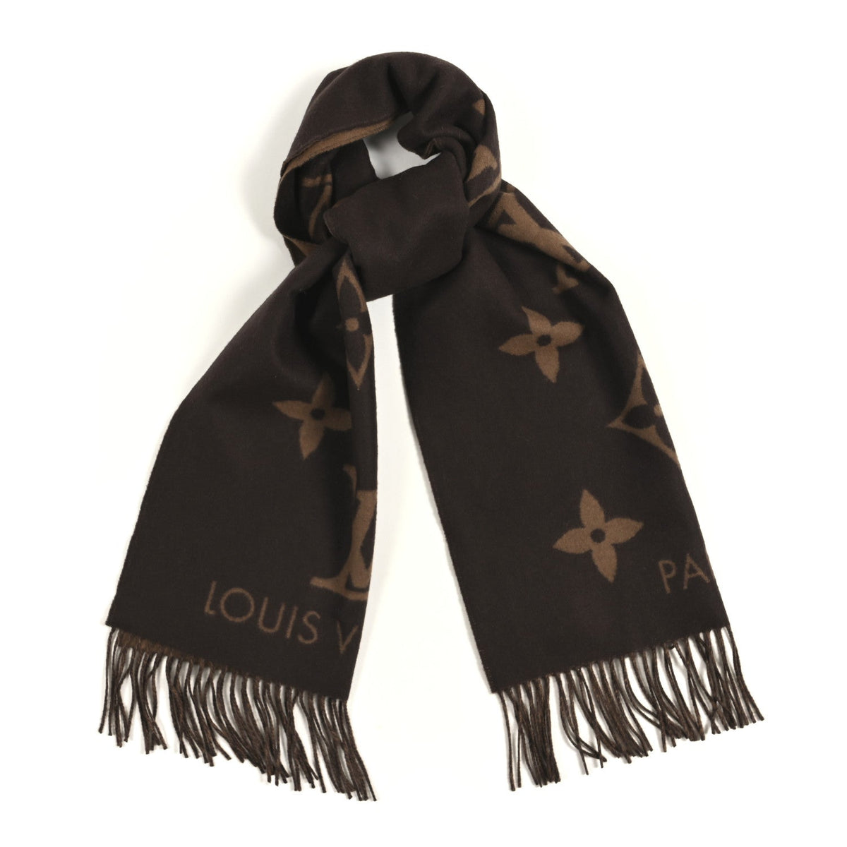 Cashmere Monogram Reykjavik Scarf Dark Brown
