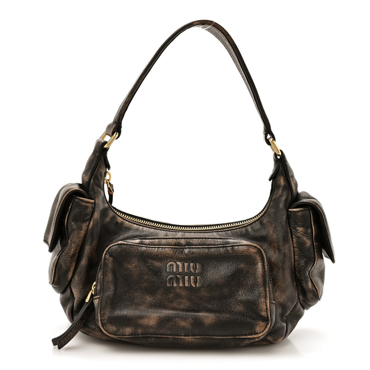 Distressed Nappa Pocket Bag  Sand Coffee