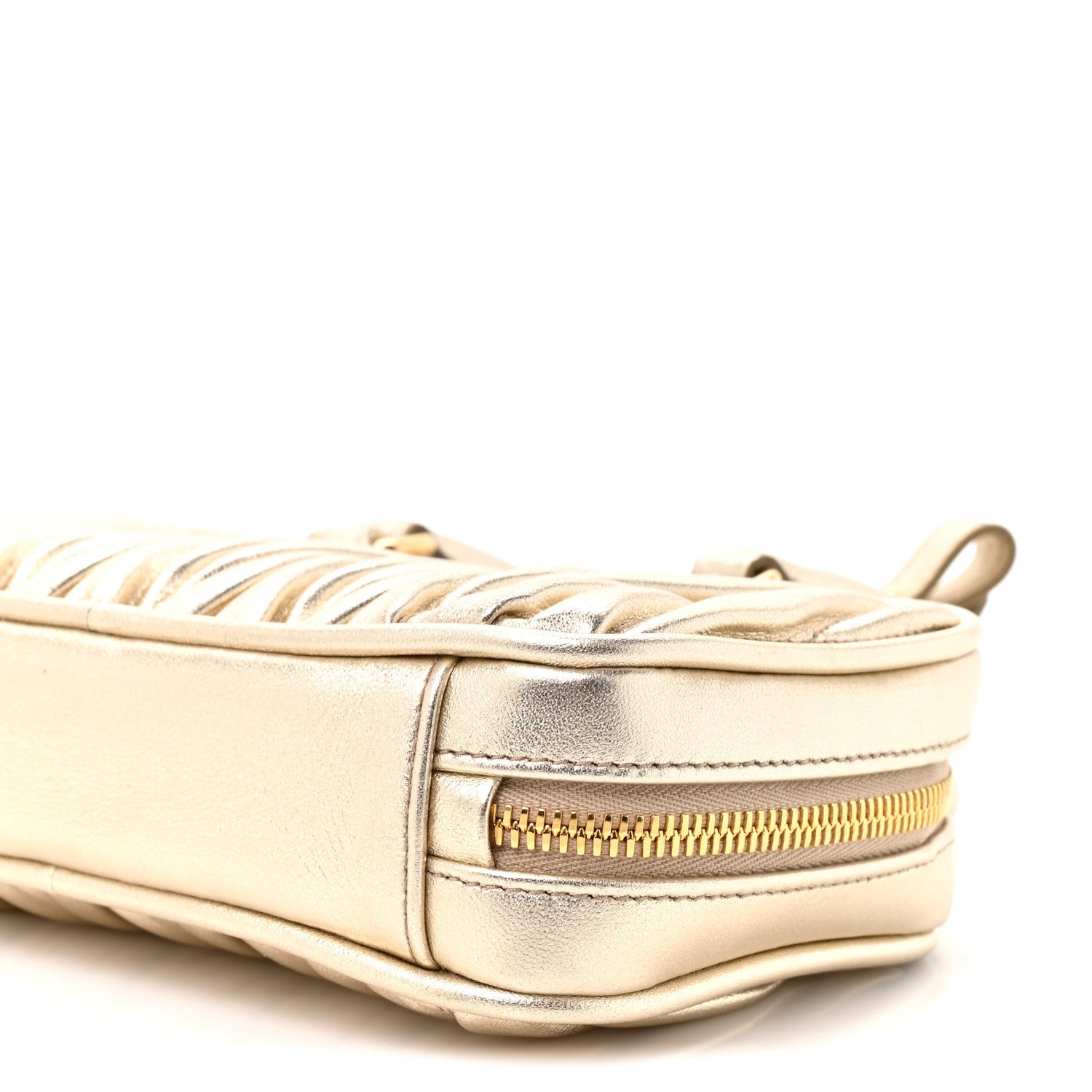 Metallic Nappa Matelasse Mini Arcadie Top Handle Bag Pirite