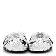 Calfskin Printed Op'H Oran Sandals 40.5 Black White