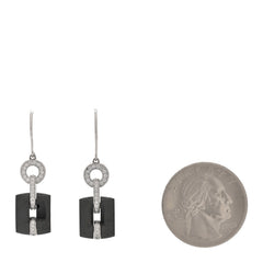 18K White Gold Diamond Ceramic Ultra Drop Earrings Black
