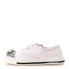 Gabardine Crystal Low Sneakers 35 Bianco