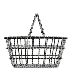 Brass Calfskin Large Grocery By Chanel Shopping Basket Silver