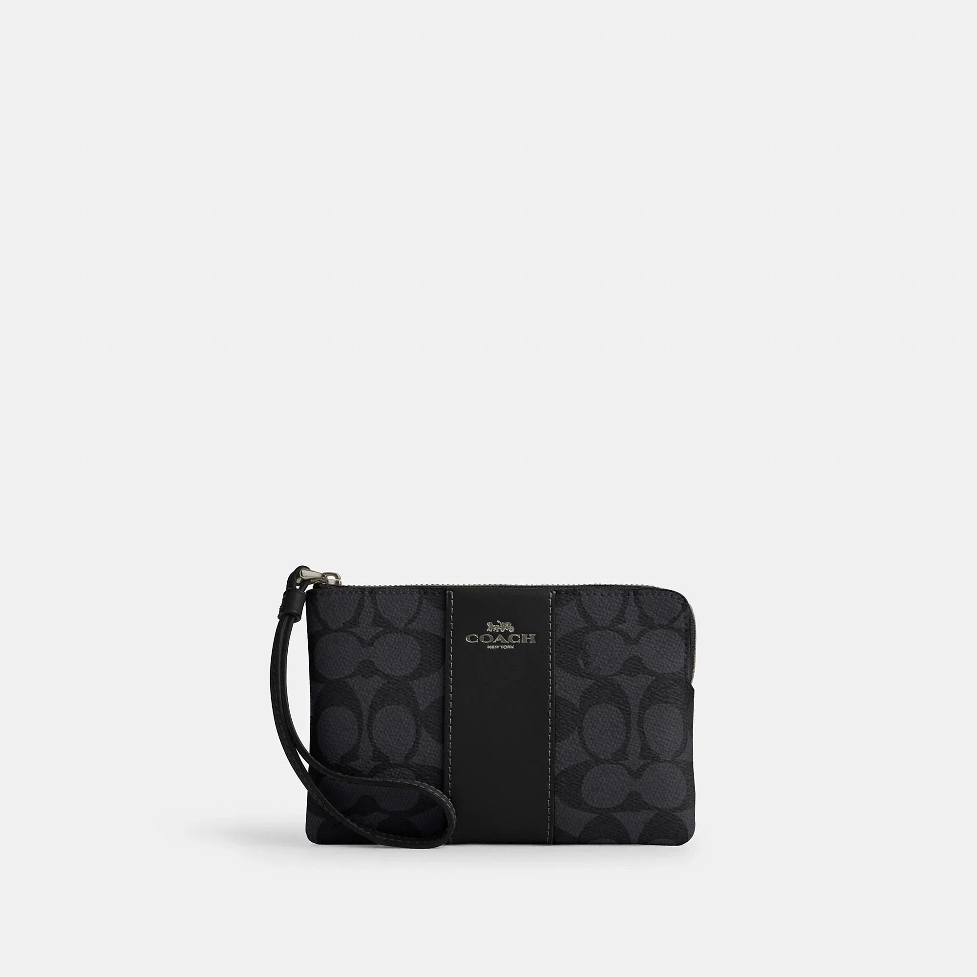 Coach Outlet Corner Zip Wristlet In Signature Canvas With Stripe