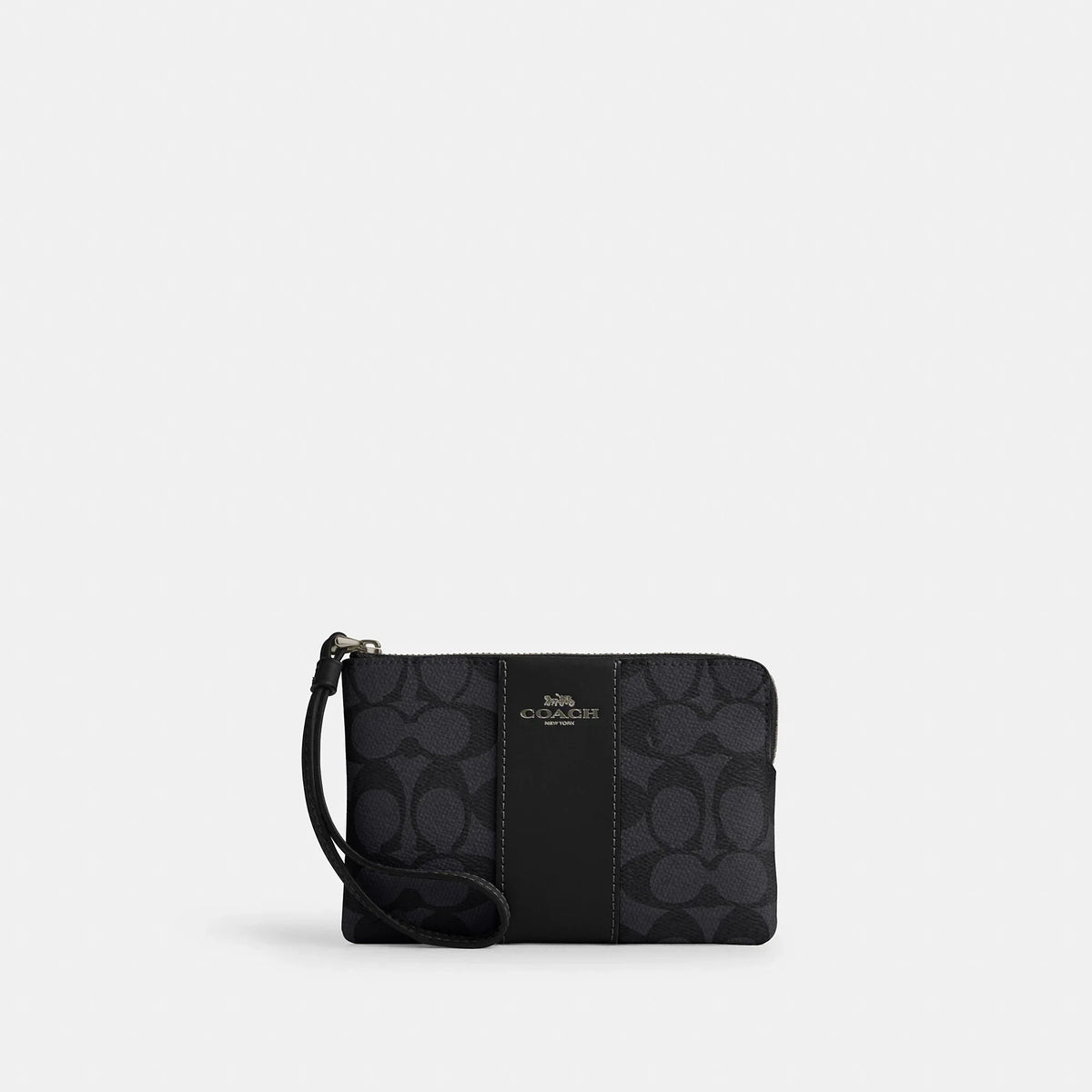 Coach Outlet Corner Zip Wristlet In Signature Canvas With Stripe