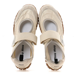 Technical Fabric Suede Womens Tyre Ballerina Flats 36.5 Ivory
