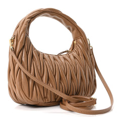 Nappa Matelasse Small Wander Hobo Caramel