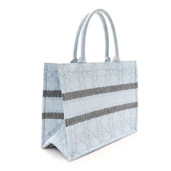 Raffia Cannage Medium Book Tote Blue