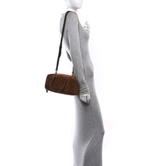 Suede Padded Regular Arcadie Top Handle Bag Cacao