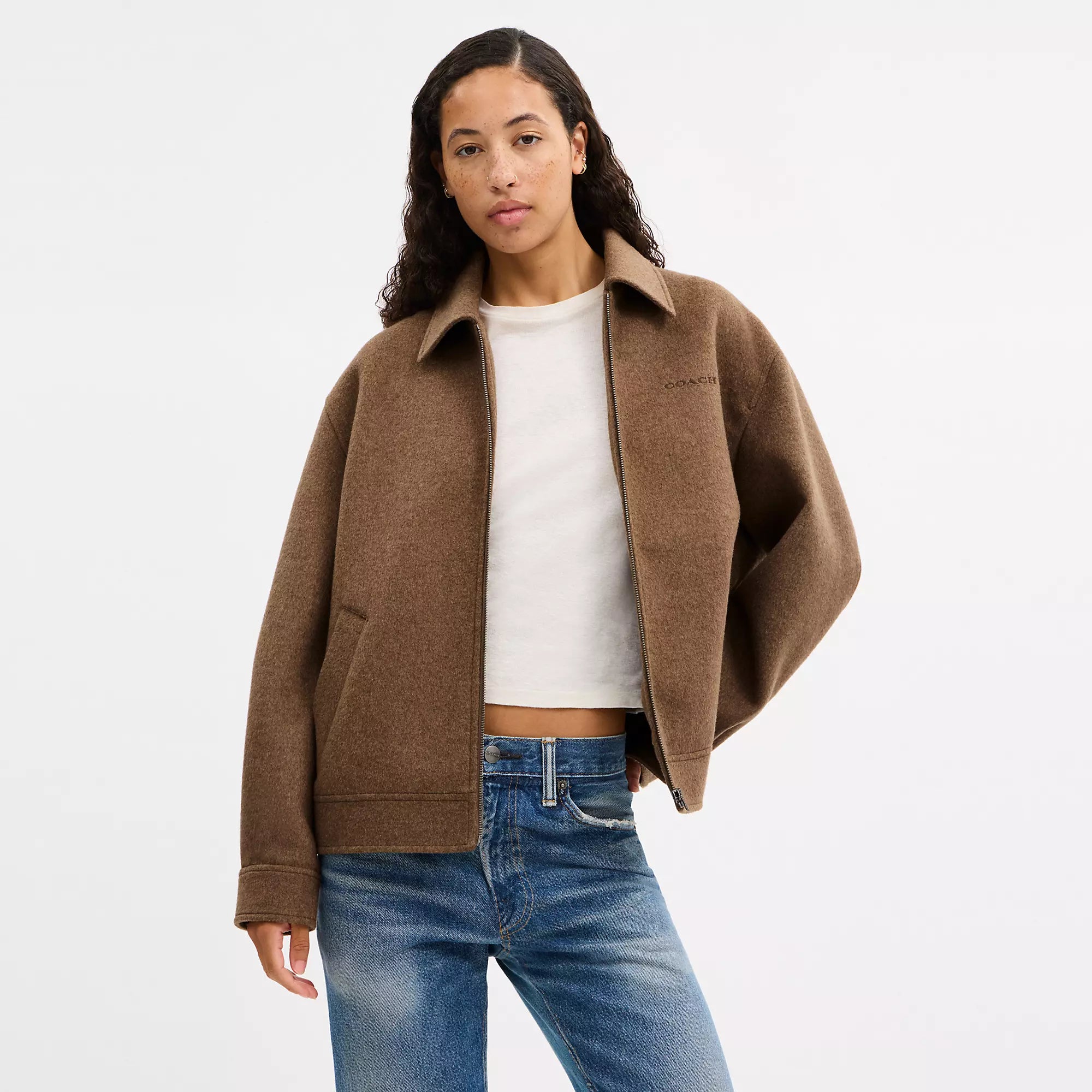 Coach Outlet Zip Front Wool Jacket