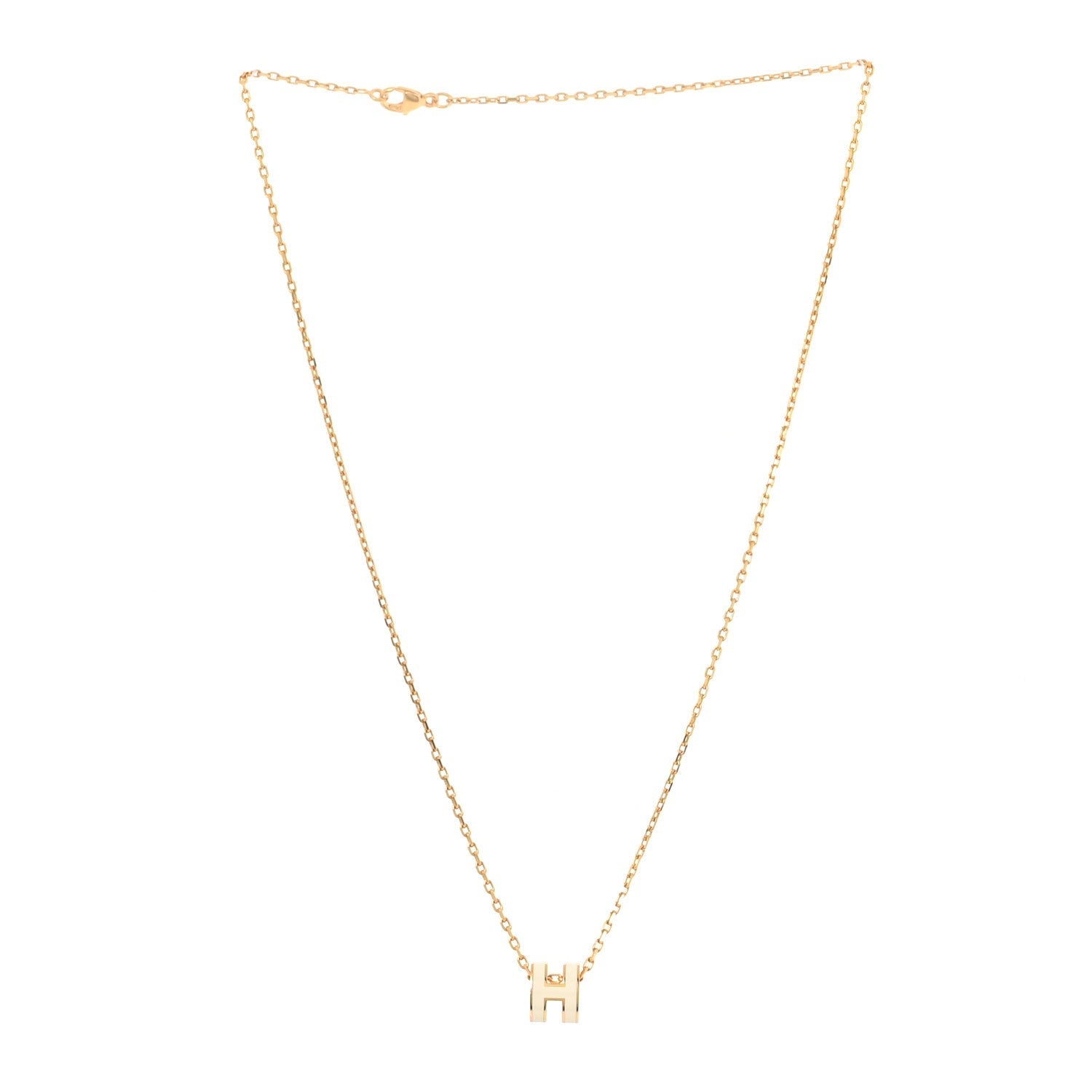 Lacquered Gold Mini Pop H Pendant Necklace White