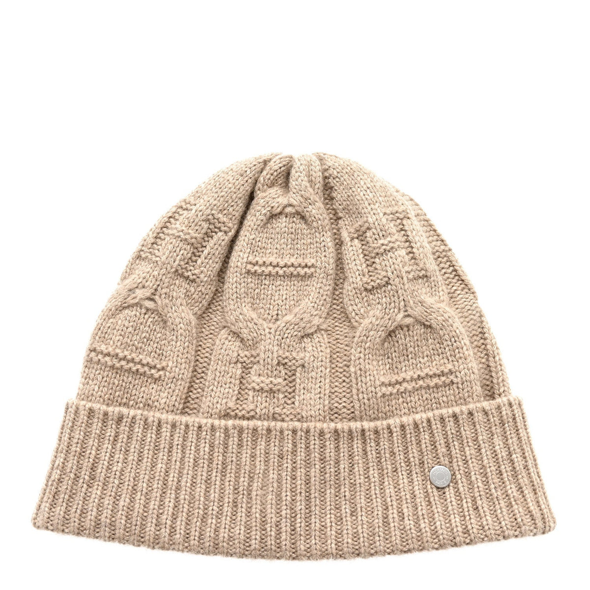 Cashmere Knit Cable Maillons Beanie M Beige
