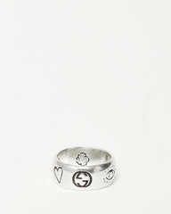 Gucci Sterling Silver "Blind For Love" Ring -  Size 17 / US 8