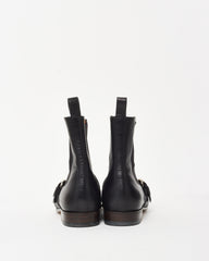 Gucci Men's Black Leather Buckle Chelsea Boots - 8 MEN