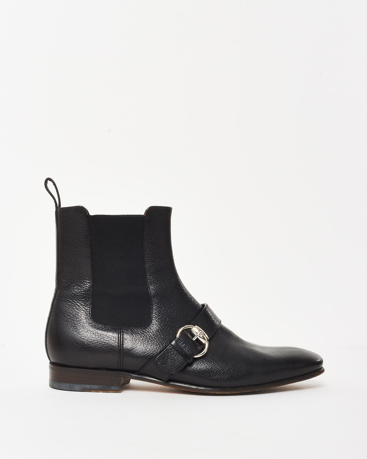 Gucci Men's Black Leather Buckle Chelsea Boots - 8 MEN