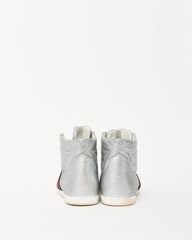 Gucci Silver Glitter Web High-Top Sneakers - 7.5 MEN