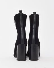 Hermès Black Chenille Knit Fabric Jenna 90 Ankle Boots - 41