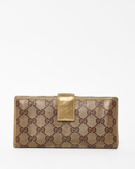 Gucci Gold GG Monogram Crystal Coated Canvas Long Wallet