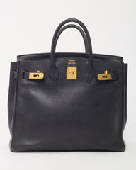 Hermès Black Fjord Leather HAC Birkin 32 GHW
