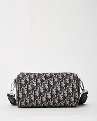 Dior Navy Blue Monogram Oblique Canvas Roller Messenger Crossbody Bag