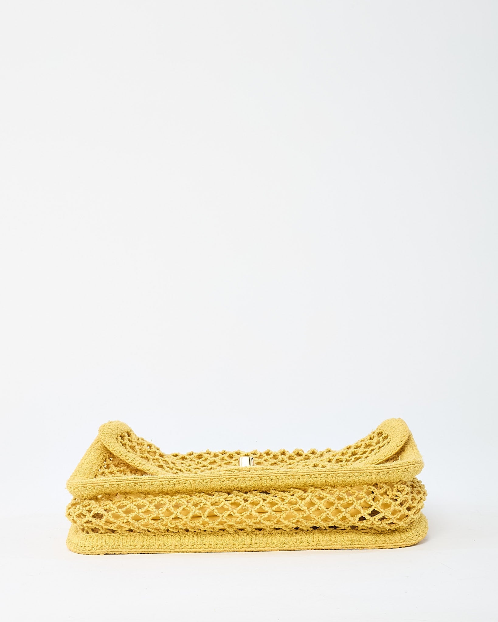 Chanel Coco Beach Yellow Mesh Macrame Small Flap Bag GHW