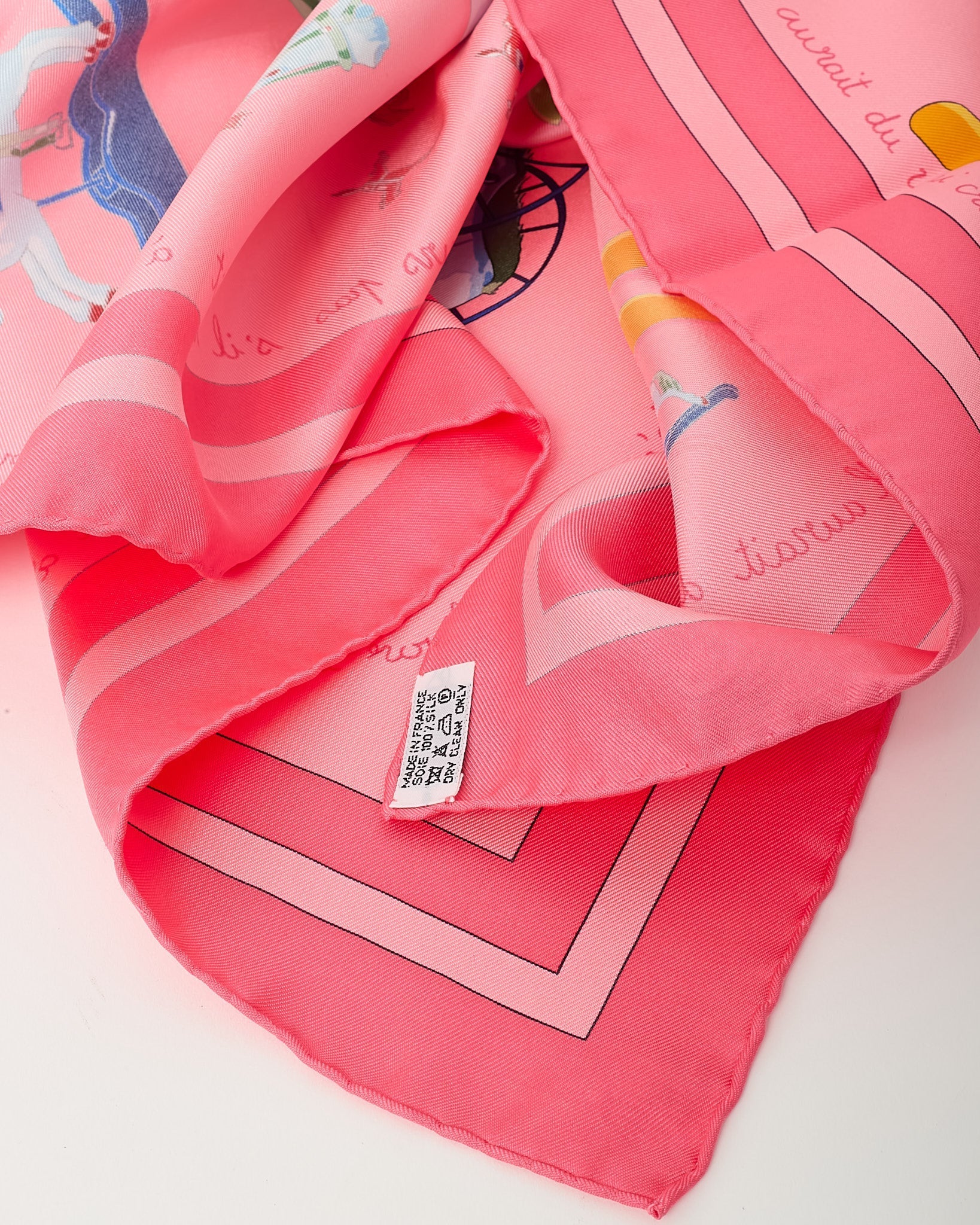 Hermès Pink/Blue/Green Multi "Raconte-moi le Cheval" Silk Printed 90cm Scarf