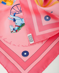 Hermès Pink/Blue/Green Multi "Raconte-moi le Cheval" Silk Printed 90cm Scarf