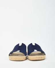 Hermès Navy Suede Antigua Espadrille Sandals - 39