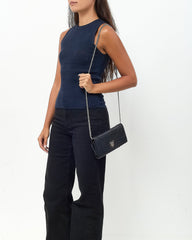Dior Black Grained Calfskin Diorama Croisiere WOC Wallet on Chain Crossbody Bag