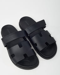 Hermès Men's Black Leather Chypre Sandals - 43.5 / 10.5 MEN