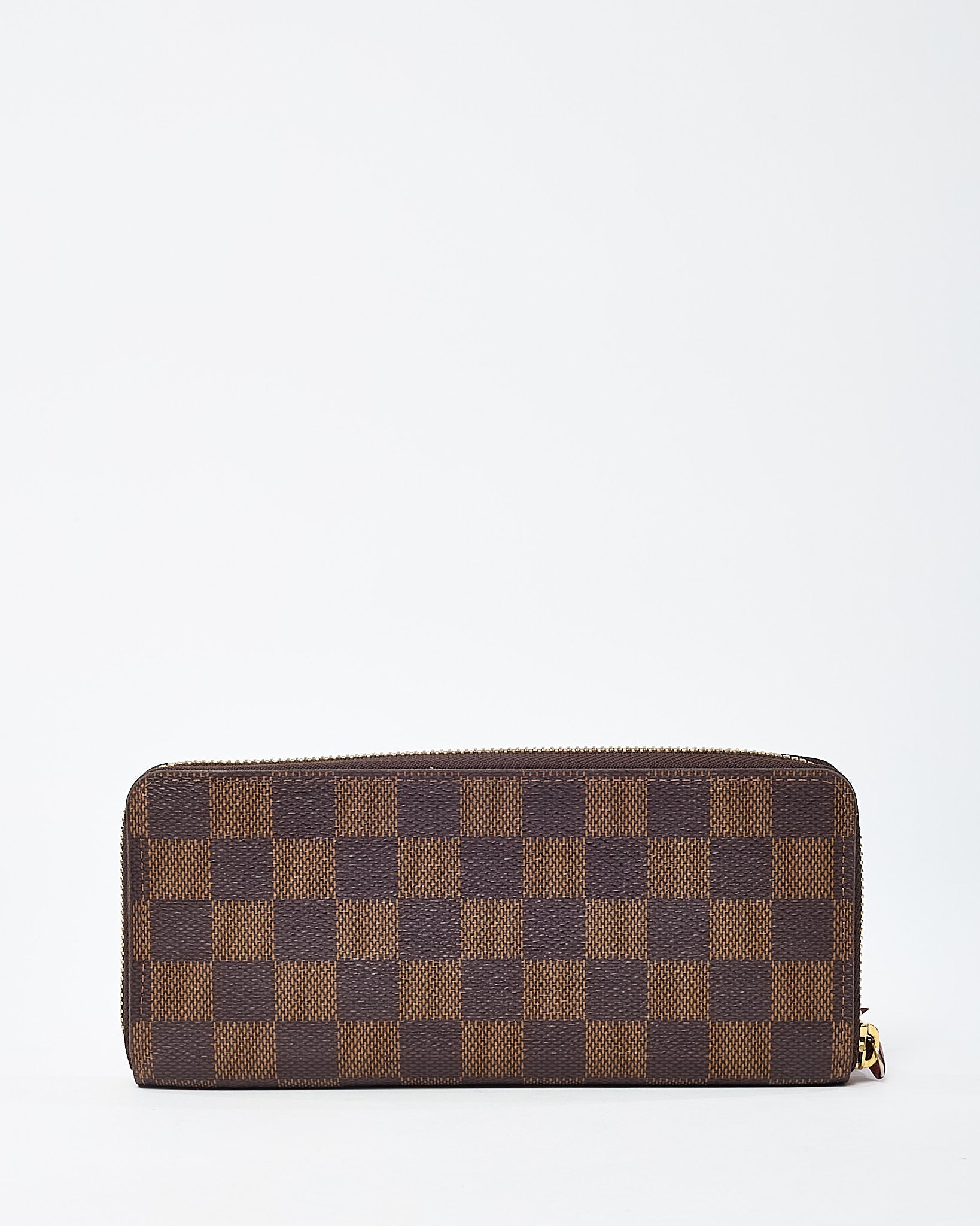 Louis Vuitton Damier Ebene Coated Canvas Red Interior Clemence Wallet