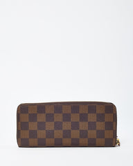 Louis Vuitton Damier Ebene Coated Canvas Red Interior Clemence Wallet