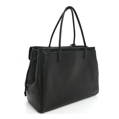 Grained Calfskin Large Urban Essentials Shopping Bag Black