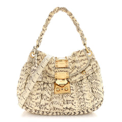 Snakeskin Small Matelasse Coffer Hobo Beige