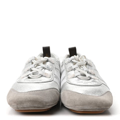 Metallic Grained Calfskin Womens LV Sneakerina 38 Silver