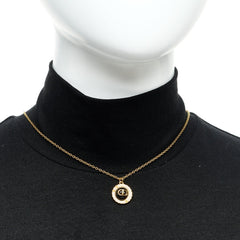 Metal Pearl CD Necklace Gold Black