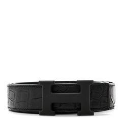 Matte Porosus Crocodile Monochrome 24mm Mini Constance H Belt 105 42 Black