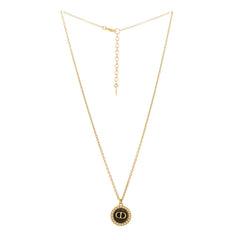 Metal Pearl CD Necklace Gold Black
