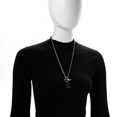 Palladium Enamel Helios Cheval Necklace Camaïeu De Bleu